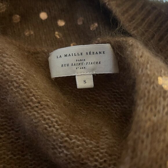 🔥SOLD🔥La Maille Sezane Long Sleeve Metallic Foil Dotted Women Sweater Cardigan - Picture 5 of 7